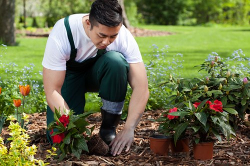 Experienced landscapers working on a residential project in Lee